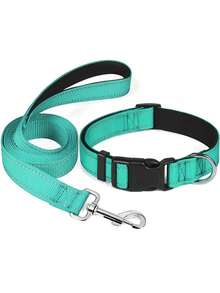 这款狗项圈采用柔软的氯丁橡胶衬垫和透气的尼龙牵引绳制成，反光耐用设计，配有快拆扣，可调节尼龙项圈，适合所有犬种的遛狗和训练。 - 彩色 - 查看 19