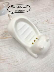 Cartoon Cat Shaped Automatic Dishwashing Liquid Tray - Light Color Plastic Bathroom Storage Box, Ideal For Storing Soap, Bathroom Organizer And Storage - White - View 13