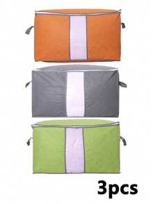 3件/2件/1件装可折叠棉被收纳袋，无纺布多用途打包袋，带提手，超大容量，防尘收纳盒，搬家整理袋，床上用品衣物收纳袋，衣柜整理袋，多种颜色可选 - 彩色 - 查看 18