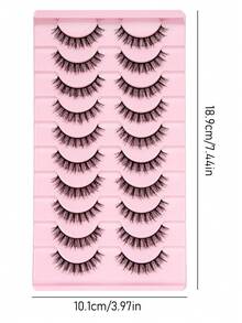 10 pares de pestañas postizas de ojo de gato naturales, crean un efecto de maquillaje de ojo de gato, largas y delgadas, con aspecto suave y natural, pestañas postizas en tiras - Negro - Ver 6