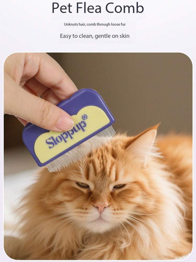 1 Pack 7.1cm The Pet Brush Has A Comfortable And Non-Slip Soft Plastic Handle, Curved Brush Head Design, Metal Brush Teeth And Rounded Tip Teeth, Which Can Be Untied To Remove Loose Hair, Easy To Clean And Will Not Harm The Skin. Suitable For Pets - Multicolor - View 6