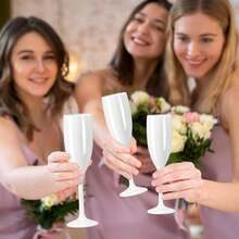 1/6pcs White Wine Glasses, White Wine Goblets, White Champagne Cocktail Glasses, Reusable Unbreakable Pressurized Wine Glasses, Suitable For Wedding/Party/Picnic - View 2