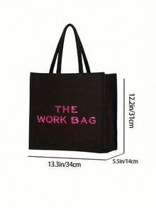 时尚大容量女士手提包，印有“The Work Bag”字样，多功能单肩包，可折叠耐用购物袋，便携手提包，女士化妆包，旅行洗漱包，春夏旅行必备，适用于办公、通勤、度假、购物等场合，是生日礼物、返校礼物、母亲节礼物、复活节礼物的理想之选。 - 彩色 - 查看 11