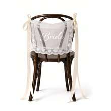 一套新郎新娘/新婚夫妇婚礼椅背装饰牌 - 优雅蕾丝椅背装饰，配白色缎带，浪漫户外婚礼仪式椅背装饰带，乡村花园春夏婚礼装饰，新婚桌装饰，婚礼派对装饰 - 查看 10