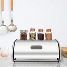 Stainless Steel Bread Box for Kitchen Countertop Extra Thick Sturdy Bread Storage Container Large Bread Keeper Roll Up Style? Capacity Bread Keeper 17 x 11 x 7.5 Inches - A1700 - Ver 6