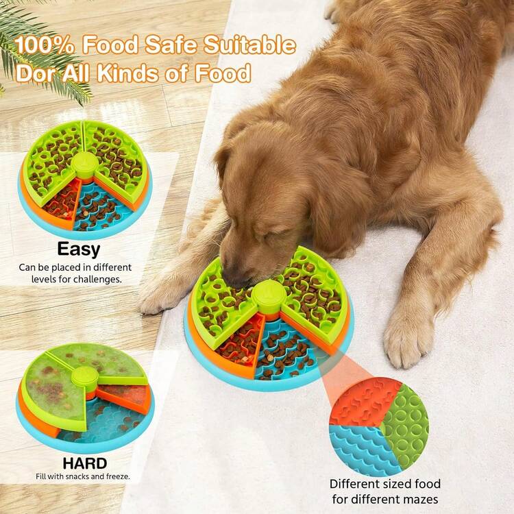 Interactive Slow Feeder Dog Bowl, Non-Slip Puzzle Design For Dogs - 橘子 - 查看 3