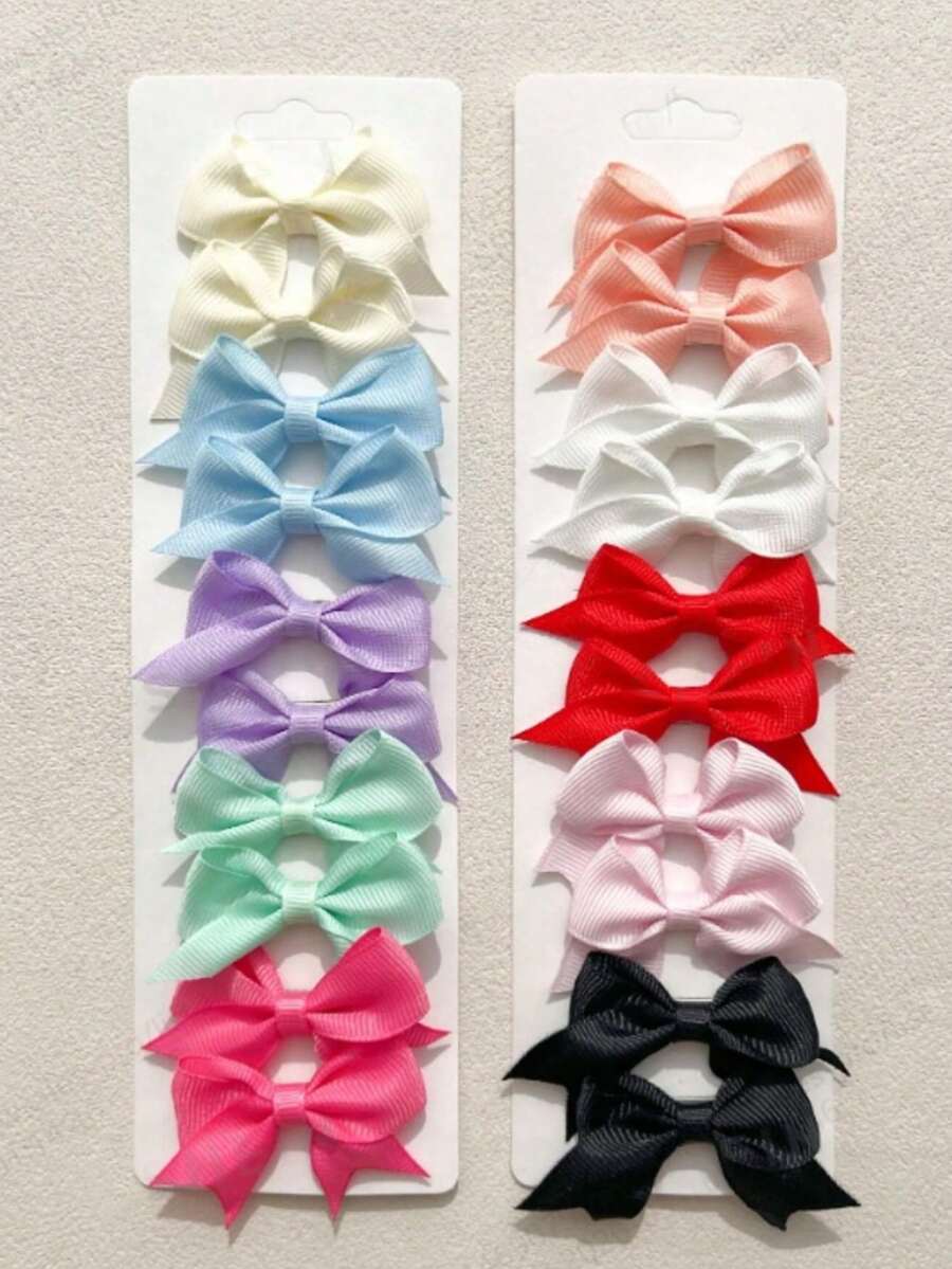20pcs Women's Hair Accessories Colorful Ribbon Bow Hair Clips, Silk Small Hair Pins, Elegant Ballet Y2K Fairy Style Hair Decorations, Suitable For Daily Use, Cute Mini Hair Bows, Hair Clips In 10 Colors (No Card) - Multicolor - View 1