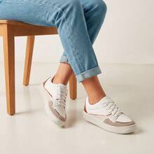 Women's Casual Low-Top Sneakers, White, Black, Nude, Striped, Gym, Walking, New Release - OFF/BCO - 查看 2