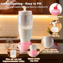 Kitchen Essentials Batter Dispenser Bottle Kit - 4.5-Cup S Mixer With Shaker Ball Stains Steel Whisk And Squeeze Tool  Pink Kitchen Accessories Giftsbatter Dispenser - 粉色 - 查看 4