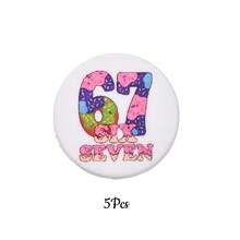 5颗运动主题病毒式表情包67印花硅胶珠，涂鸦风格28毫米篮球/棒球印花六七颗圆形珠子，DIY创意手链、项链、包包挂饰和工艺品 - 彩色 - 查看 10