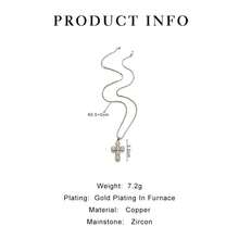 女士不锈钢十字架吊坠项链，镶嵌全铺镶人造钻石，时尚奢华优雅吊坠项链 - 銀色 - 查看 11