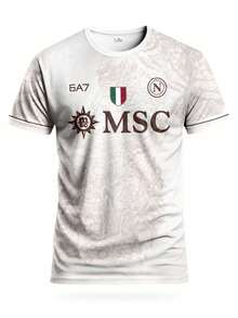 Áo bóng đá nam kiểu Naples của Ý, cổ tròn, thoải mái, phù hợp cho các trận đấu bóng đá, tập luyện, mặc thường ngày và các kỳ nghỉ, món quà tuyệt vời cho mùa xuân. - Rượu sâm banh - Xem 3