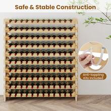 COSTWAY 120 Bottles Wine Rack 10-Tier Stackable Wine Storage Stand, Natural - Apricot - View 8