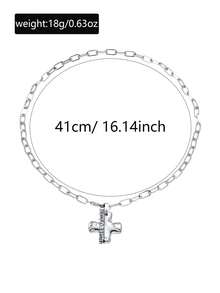 锤纹十字架吊坠项链，金链首饰，沙滩派对女士礼物 - 幾何十字項鍊 - 查看 5