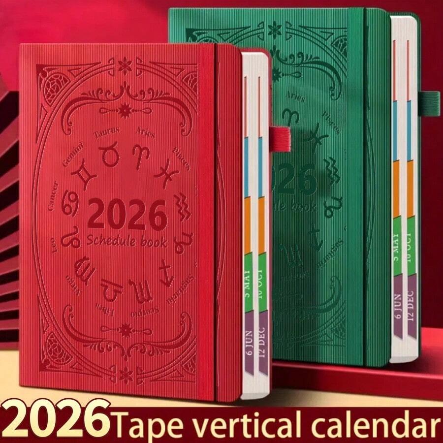 2026 English Planner Notebook, Efficient Daily Schedule, Customized Self-Discipline Time Management, Bound Annual Calendar - Multicolor - View 1