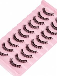 10对自然猫眼假睫毛，打造猫眼妆效，纤长纤细，柔软自然，条状假睫毛 - 黑色 - 查看 5