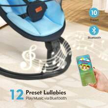 Baby Swing For Infants, Bluetooth Electric Infant Swing With 5 Speed Motions, 12 Soothing Melodies & Remote Control, Portable For Newborns 0-9 Months (Max 20 Lbs, Blue) - Xem 4