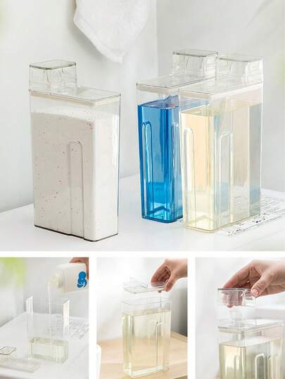 ...1pc Laundry Detergent Container, Empty Bottle, Large-Capacity Bathroom Storage Bottle, Fabric Softener Storage And Organizing Bottle, Bathroom Storage Bottle, Kitchen Laundry Room Bathroom Storage Box