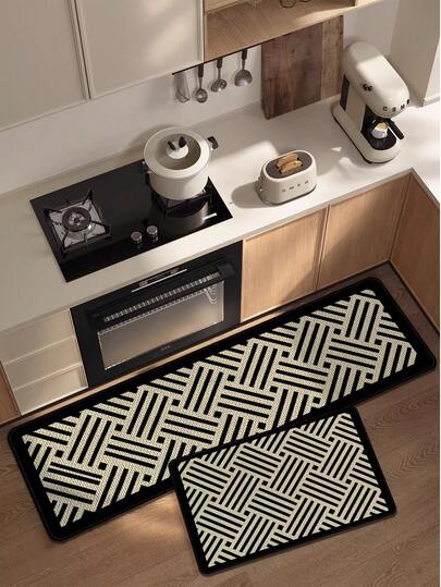 1件装高级美式复古亚麻厨房垫，北欧风格，简约，日式侘寂，现代简约，米白色，奢华质感，适用于餐厅、走廊、浴室、厨房，可用于水槽、洗衣房、家居装饰、春夏装、节日装饰