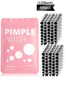 星形脸贴 - 温和不刺激，装饰性脸贴，防水透气，日常必备脸贴，方便携带，适合旅行、聚会、化妆技巧，拍照的完美道具，脸部彩绘必备 - 黑色 - 查看 17