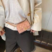 Single Shoulder Bag With Diamond Embroidery And Golden Ball, Crossbody Bag, Mini Casual Bag With Texture For Women - 粉色 - 查看 2
