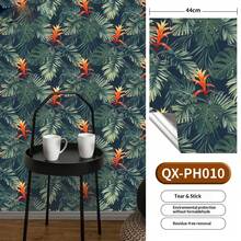 1 tấm giấy dán tường hình lá cọ nhiệt đới kích thước 118" x 17", có thể bóc dán, giấy dán tường lá xanh khổ lớn, chống thấm nước và chống ẩm, dùng dán tủ. - 1PC - Xem 9