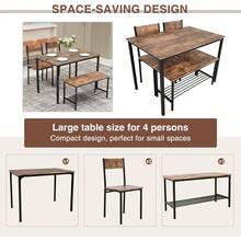 Dining Table And Chairs Set 4, Breakfast Dining Table And 4 Chairs 5 Piece Dining Room Set - Brown - View 2