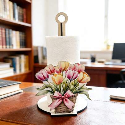 1/4 piezas Un hermoso soporte de madera para pañuelos de diseño floral, perfecto para almacenar pañuelos. Adecuado para cocinas, dormitorios, salas de estar y decoración del hogar. Hace un regalo encantador.