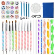 40pcs Mandala Stencil Tool Set, Acrylic Rods, DIY Dotting Painting Brushes - 40-piece Mandala Tool Set - View 1