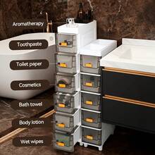 Deluxe Slim Storage Cabinet With Drawers - Durable Waterproof PP Material, Multi-Purpose Organizer With Ample Storage For Bathroom, Kitchen, Personal Care Product Dispensers, And More - Ideal For Small Spaces, Storage Drawer Units OQIE - 4層 - 附輪子 - 查看 3