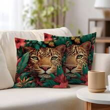 MEMNUN 1件夏季热带丛林豹纹印花抱枕套【不含枕芯】，尺寸：17.7*17.7英寸（45*45厘米）/19.69*19.69英寸（50*50厘米）/15.75*15.75英寸（40*40厘米），【单面印花】，涤纶材质，野性丛林豹纹主题抱枕套，适用于沙发、床、客厅、卧室、汽车、办公室、酒店装饰，是馈赠亲友的完美礼物，四季皆宜。 - 彩色 - 查看 9