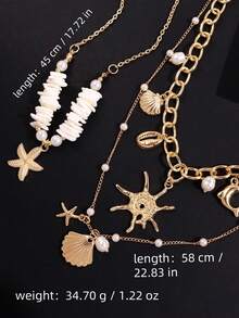 2pcs/Set Kalung Lumba-lumba Cangkang Berlian Imitasi Desain Elegan Unik Gaya Bohemian, Kalung Choker Serbaguna untuk Pakaian Pantai Musim Panas - MultiWarna - View 7