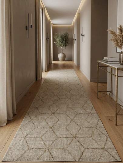 1pc Vintage Geometric Abstract Diamond Pattern Area Rug/Carpet/Bath Mat/Door Mat/Runner, Soft Washable Rug For Bathroom, Kitchen, Entryway, Hallway, Bedroom, Living Room, All Season