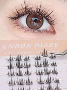 60pcs Natural Looking, Easy To Remove, High-Volume, Suitable For Beginners, Criss-Cross, Cartoon/Nature/Camellia Style, C-Curl, 8-12mm Length, Suitable For Daily, Party, Valentine's Day, Travel, Photography, Holiday Makeup, Segmented Lashes, Individual Lashes, False Eyelashes - C - 查看 1