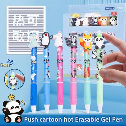 Bút bi xóa được hình động vật hoạt hình 3D, ruột mực 0.5mm, viết trơn tru, cầm nắm thoải mái, hình trang trí dễ thương, nhiều màu sắc để lựa chọn, phù hợp cho học sinh, viết hàng ngày, ghi chú, vẽ nguệch ngoạc, thiết kế vui nhộn giúp tăng hứng thú học tập, tuyệt vời cho đồ dùng học tập và quà tặng trẻ em.