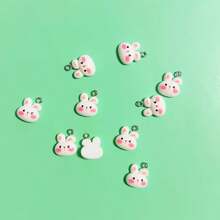 10/20个精致小白兔吊坠，造型活泼可爱，长耳朵，适合制作手工珠宝吊坠、耳环、项链、手链、创意礼品和树脂饰品。 - 彩色 - 查看 4