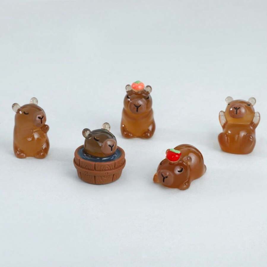 5/10/20pcs Night Light Mini Resin Animal Capybara, Used To Relieve Anxiety And Focus, Perfect For Birthday Gifts, Party Gifts, Best Gifts, Holiday Gifts, Sock Gifts, Party Gifts, And Prank Games! - Multicolor - View 1
