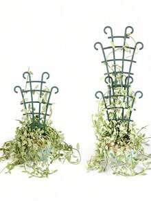 [5/10pcs Stackable Trellis Support Rack, Multi-Functional Balcony Ivy Jasmine Climbing Plant Gardening Tool Fixed Rod Plant Grid Rack, Plastic | Stackable, Climbing | Potted Plants | Small | Easy To Use] - Ram's Horn Grid Support - View 8