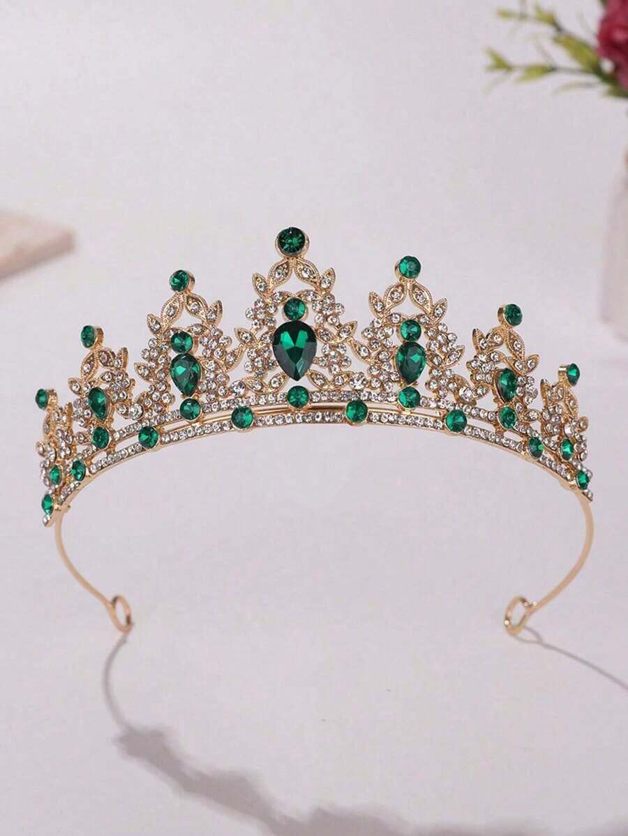 1pc Girl's Luxurious Rhinestone Crown Headband - Purple - View 1