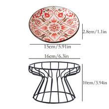 shuo ni mao yi Pet Cat And Dog Bowl Ceramic Feeding Tray Cat Food And Dog Food Bowl High-Speed Iron Frame With Neck Protection And Anti Choking Pet Food Bowl Bohemian Plate Pet Food Bowl - 200ml - View 3