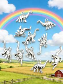 30/50/100/200/300 Pcs Vintage Silver Dinosaur Pendant Set - Alloy Animal Pendants, Suitable For DIY Jewelry, Necklace And Bracelet Making - Silver - View 9