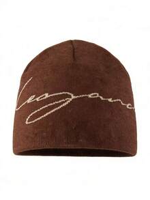 1pc Ins Style Minimalist "Elegance" White Letter Knit Beanie - Versatile Fashion Item For Spring & Autumn - Knitted Hat - View 6