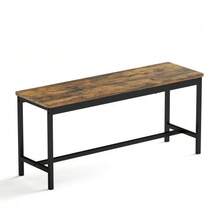 Dining Table Set, Bar Table With 2 Benches, Kitchen Table With Chairs, Industrial Breakfast Table For Kitchen, Living Room, Party Room, Rustic Brown And Black, 110*60*75cm - Rust Brown - View 10