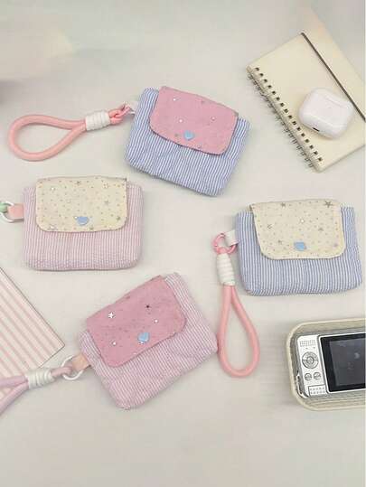 1 pieza Bolsa de cosméticos con forma de estrella estilo Ins, bolsa para toallas sanitarias de mujer, monedero, bolsa de almacenamiento de CD de viaje