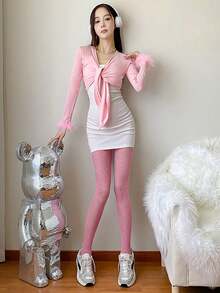 1 pieza Nuevas medias vintage sexy, pantimedia blanca de jacquard floral, medias de red de encaje hueco, mallas para primavera/verano para vestidos, como regalo de Navidad - flores - Ver 3