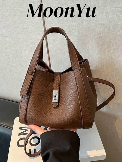 女士手提包 时尚水桶包 优雅商务风 带内袋 适合购物和通勤 浅棕色 可斜挎