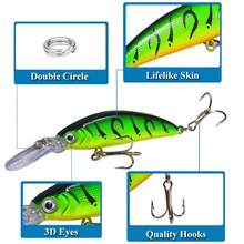 1pc Long Tongue Sinking Minnow - Durable ABS Material, 2.76 Inch/5.7g, 3D Eyes, With Treble Hooks, Compact And Agile, Increases Catch Rate - Suitable For Various Fish Species - Multicolor - View 7