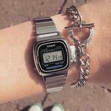 Đồng hồ kỹ thuật số cổ điển Casio LA670WD-1, dây đeo thép không gỉ, chống nước, báo thức, bấm giờ, đồng hồ đeo tay nữ. - Một cỡ - Xem 5