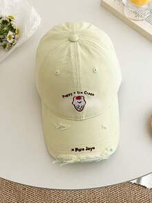 1pc New Summer Women's Embroidered Puppy Baseball Cap, Deep Crown Snapback Hat, Personalized Distressed Sun Protection Hat - Multicolor - View 14