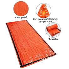 1 túi ngủ khẩn cấp ngoài trời, túi ngủ đơn chống thấm nước, giữ ấm, dùng cho cắm trại, leo núi, sơ cứu, chống phóng xạ, làm bằng cotton màu cam. - Nhiều màu - Xem 2